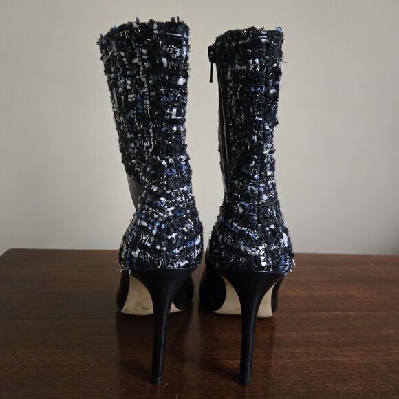 GUESS Size 8 Black Leather & Tweed Fabric Boot Vvidlet 2 - Picture 5 of 11